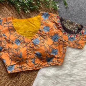 Malishka Export Women’s Orange Cotton Hand Work Readymade Blouse