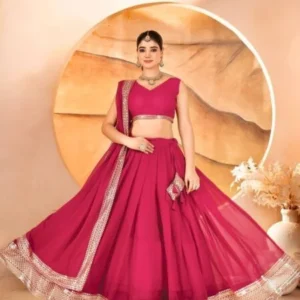 Avantini Women’s Pink Faux Georgette With Embroidered Lehenga Choli Set